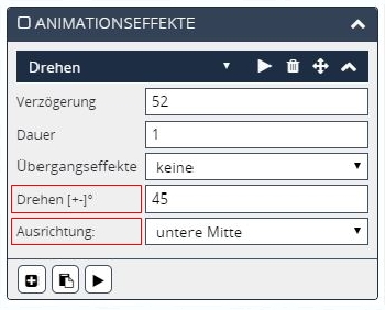 Screen Editor Animationseffekte Drehen Ausrichtung